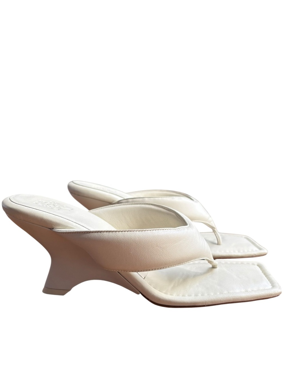 Gia Borghini Gia 6 Ivory Leather Wedge Sandals US 10.5/EU 41 - Picture 4 of 8